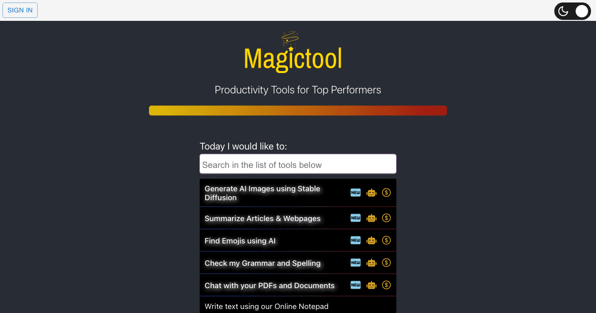 Magictool.AI Interface