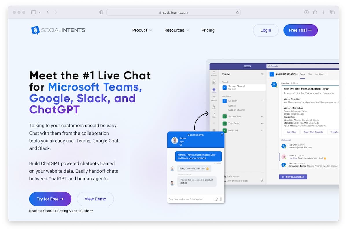 Social Intents Interface