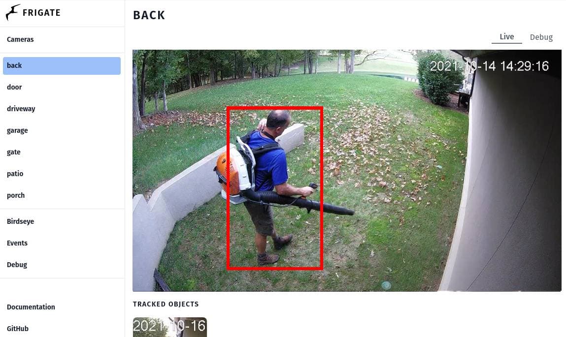 Frigate NVR Interface